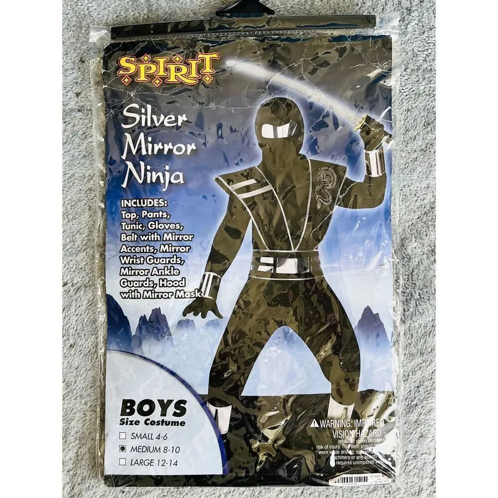 SPIRIT Kids 12/14 Silver Ninja Warrior Costume Parts Only - Picture 1 of 1